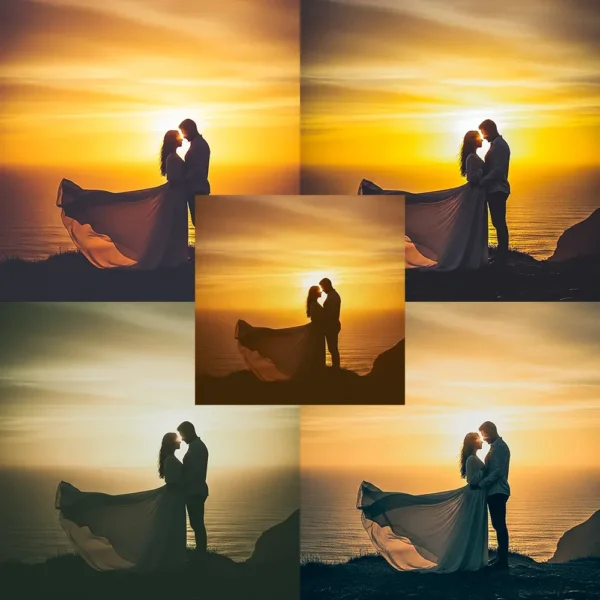 A wedding photo featuring warm autumn color grading applied by the Autumn Wedding Photoshop Action.