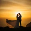 A wedding photo featuring warm autumn color grading applied by the Autumn Wedding Photoshop Action.