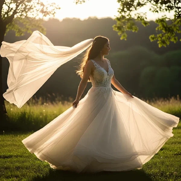 High-resolution wedding photography demonstrating enchanting ethereal glow and soft ambient warmth via Magical Wedding PS Action.