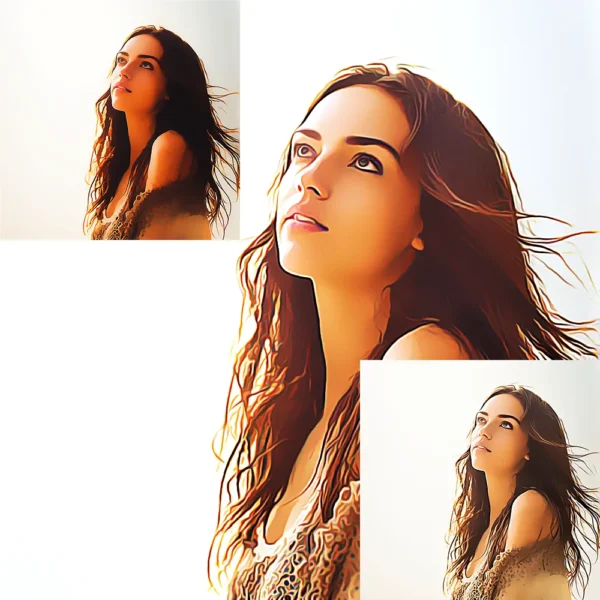 Creative portrait transformed into a clean digital illustration using the Vector Art Photoshop Action.